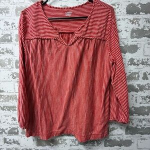Lands' End Red and White Striped Blouse